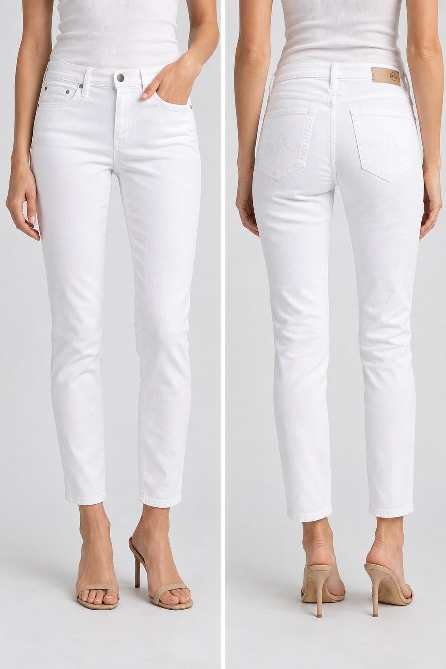AG Adriano Goldschmied Prima Ankle Cigarette Jeans White Size 30R Japanese Denim